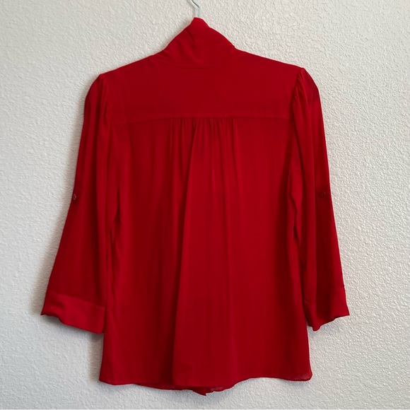 Alice & Olivia  Arie Silk Tie Neck Button Down Blouse M - Picture 6 of 12